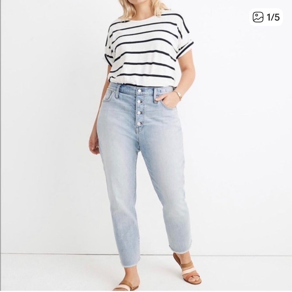 Madewell high rise slim crop boyfriend jean light wash